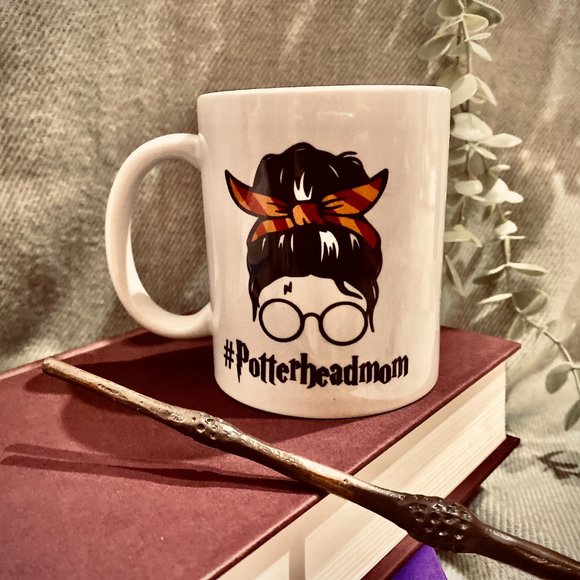 PotterheadMom Hashtag - Gryffindor Headband - 11 oz White Ceramic Mug - Picture 5 of 6